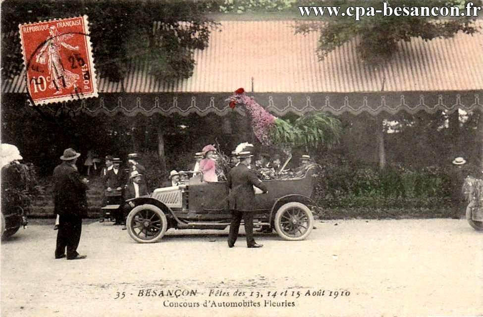 35 - BESANÇON - Fêtes des 13, 14 et 15 Août 1910 - Concours d'Automobiles Fleuries